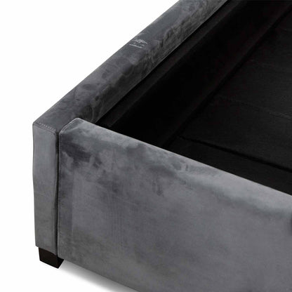 Amado King Bed Frame - Charcoal Velvet with Storage