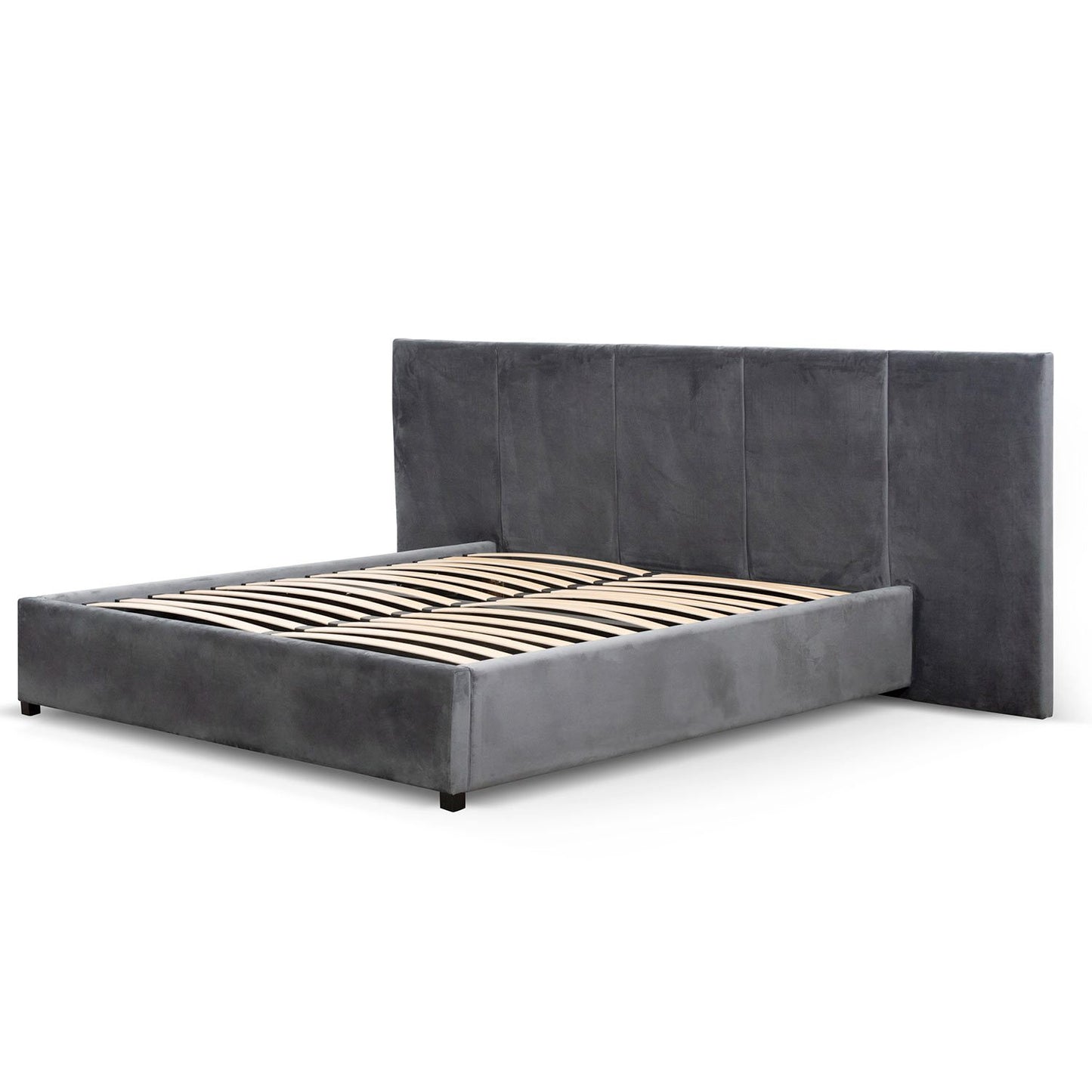 Amado King Bed Frame - Charcoal Velvet with Storage