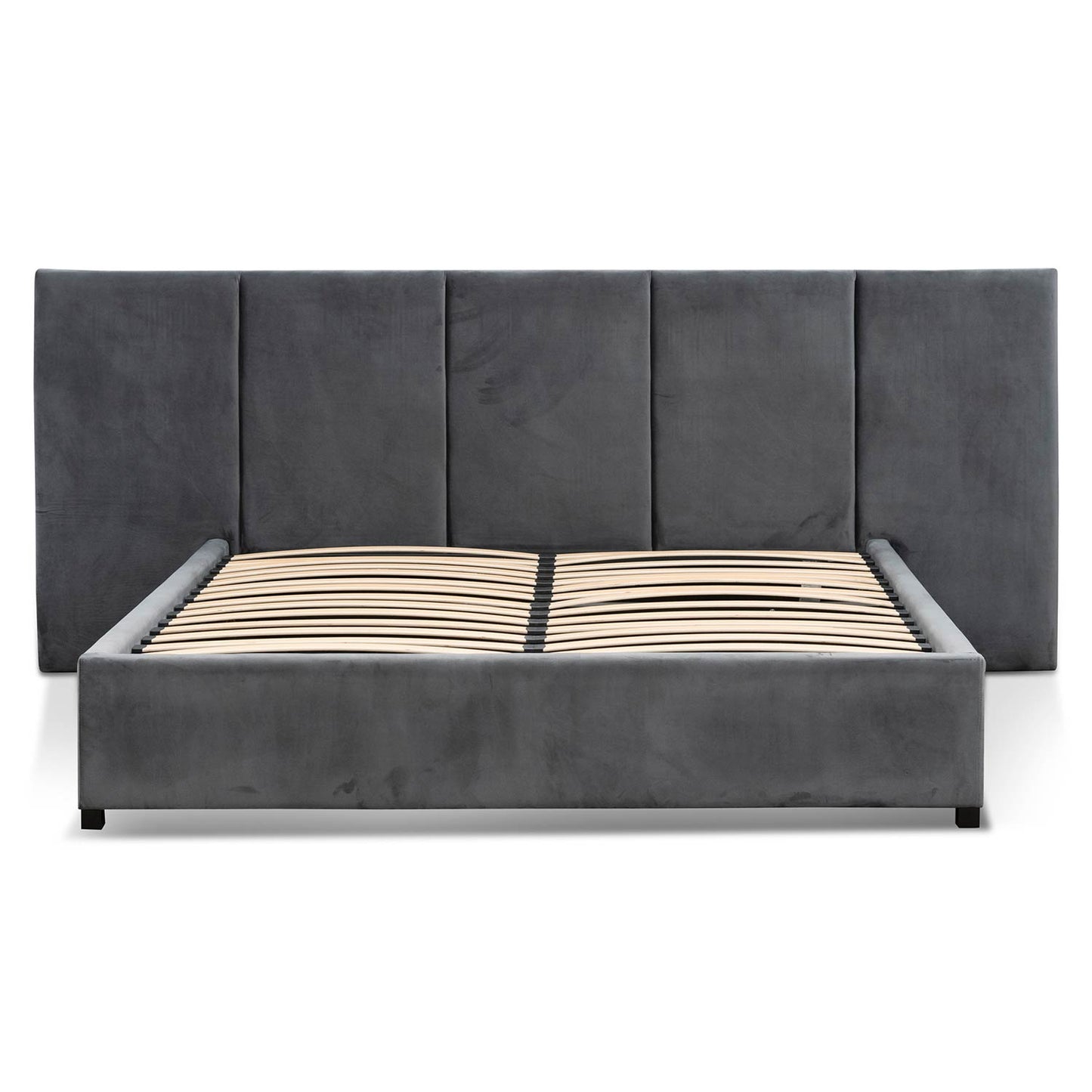 Amado King Bed Frame - Charcoal Velvet with Storage