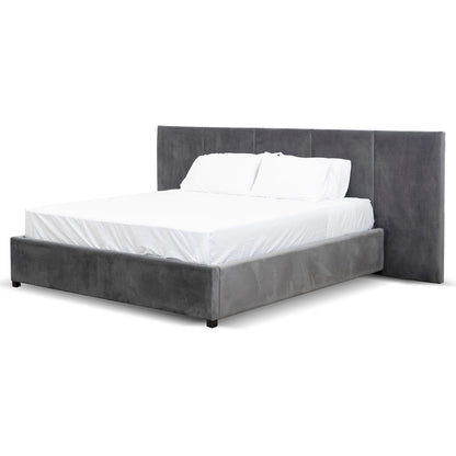 Amado King Bed Frame - Charcoal Velvet with Storage