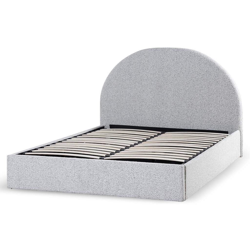 Antonia King Bed Frame - Cloudy Pepper Boucle with Storage