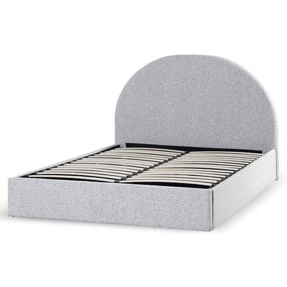 Antonia King Bed Frame - Cloudy Pepper Boucle with Storage