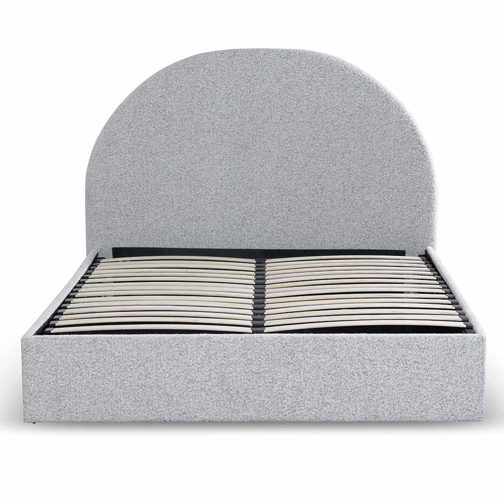 Antonia King Bed Frame - Cloudy Pepper Boucle with Storage