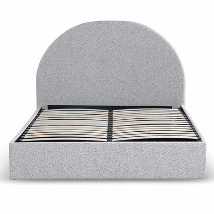 Antonia King Bed Frame - Cloudy Pepper Boucle with Storage