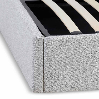 Antonia King Bed Frame - Cloudy Pepper Boucle with Storage