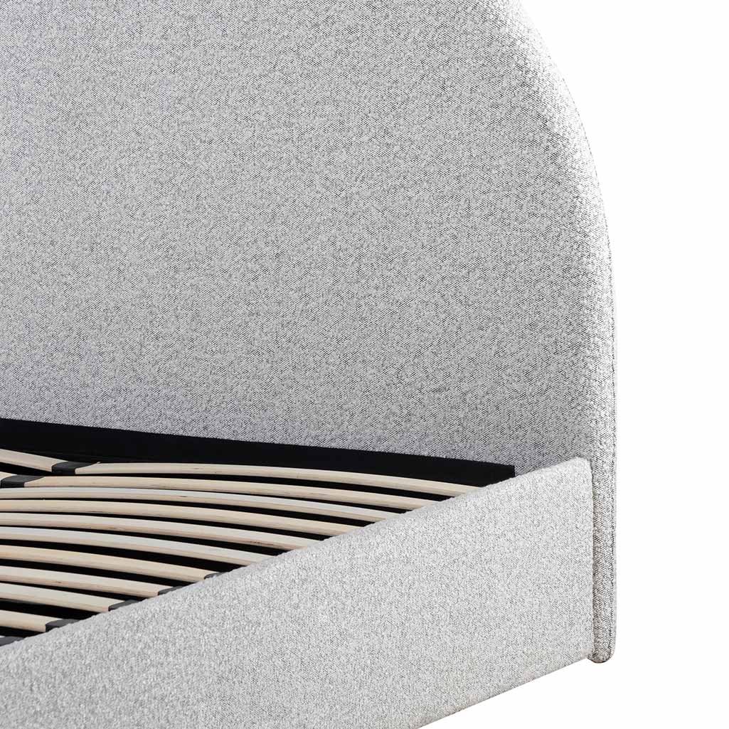 Antonia King Bed Frame - Cloudy Pepper Boucle with Storage