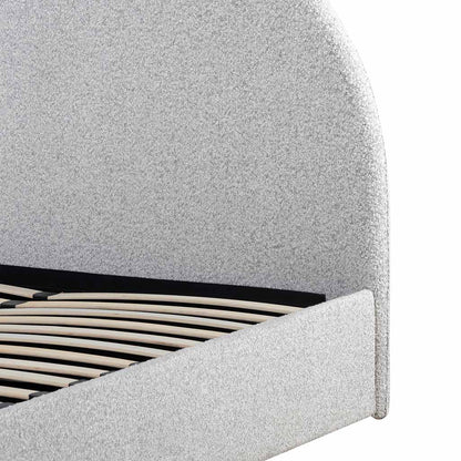 Antonia King Bed Frame - Cloudy Pepper Boucle with Storage