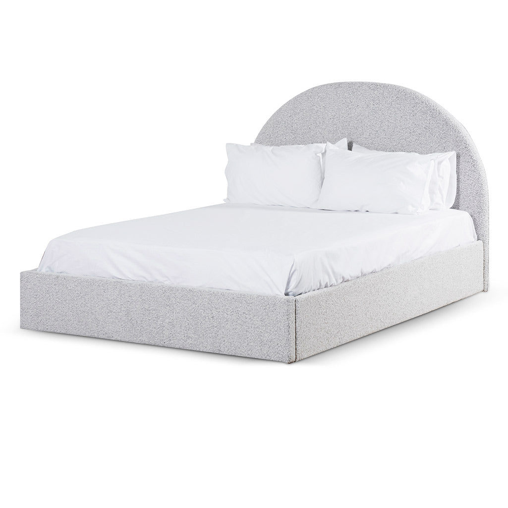 Antonia King Bed Frame - Cloudy Pepper Boucle with Storage