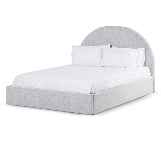 Antonia King Bed Frame - Cloudy Pepper Boucle with Storage