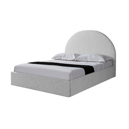 Antonia Queen Bed Frame - Cloudy Pepper Boucle with Storage