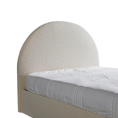 Antonia King Bed Frame - Antique White Boucle with Storage