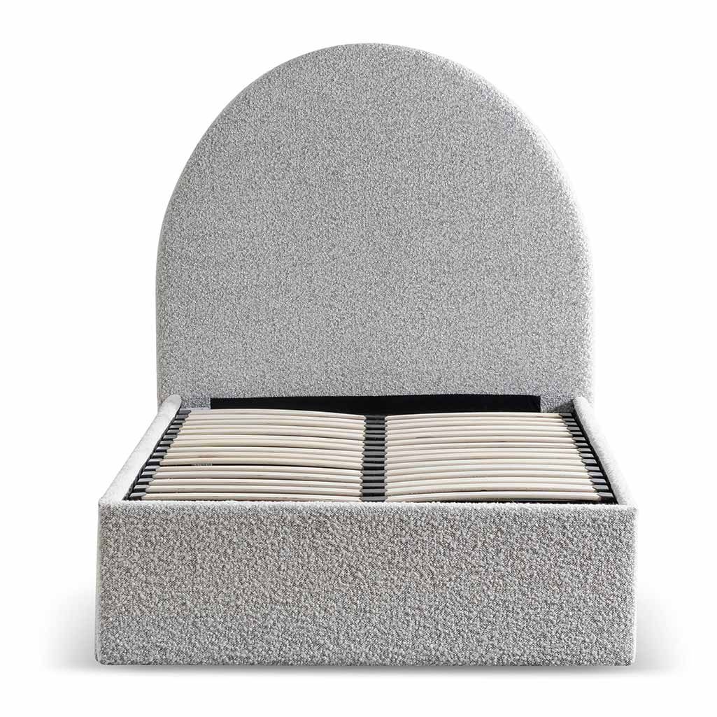 Antonia Single Bed Frame - Cloudy Pepper Boucle with Storage
