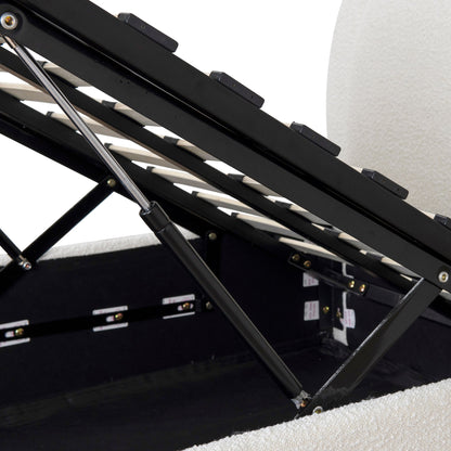 Antoni Single Sized Bed Frame - Antique White Boucle with Storage