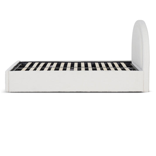 Antoni Single Sized Bed Frame - Antique White Boucle with Storage