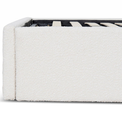 Antoni Single Sized Bed Frame - Antique White Boucle with Storage