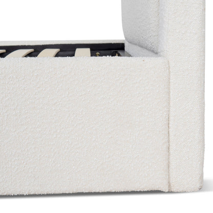 Antoni Single Sized Bed Frame - Antique White Boucle with Storage