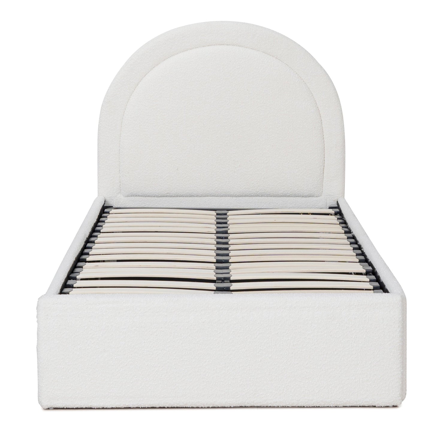 Antoni Single Sized Bed Frame - Antique White Boucle with Storage