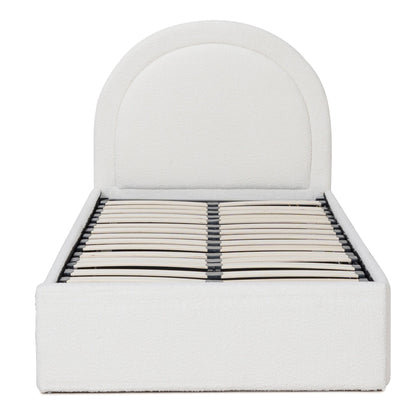 Antoni Single Sized Bed Frame - Antique White Boucle with Storage