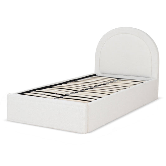 Antoni Single Sized Bed Frame - Antique White Boucle with Storage