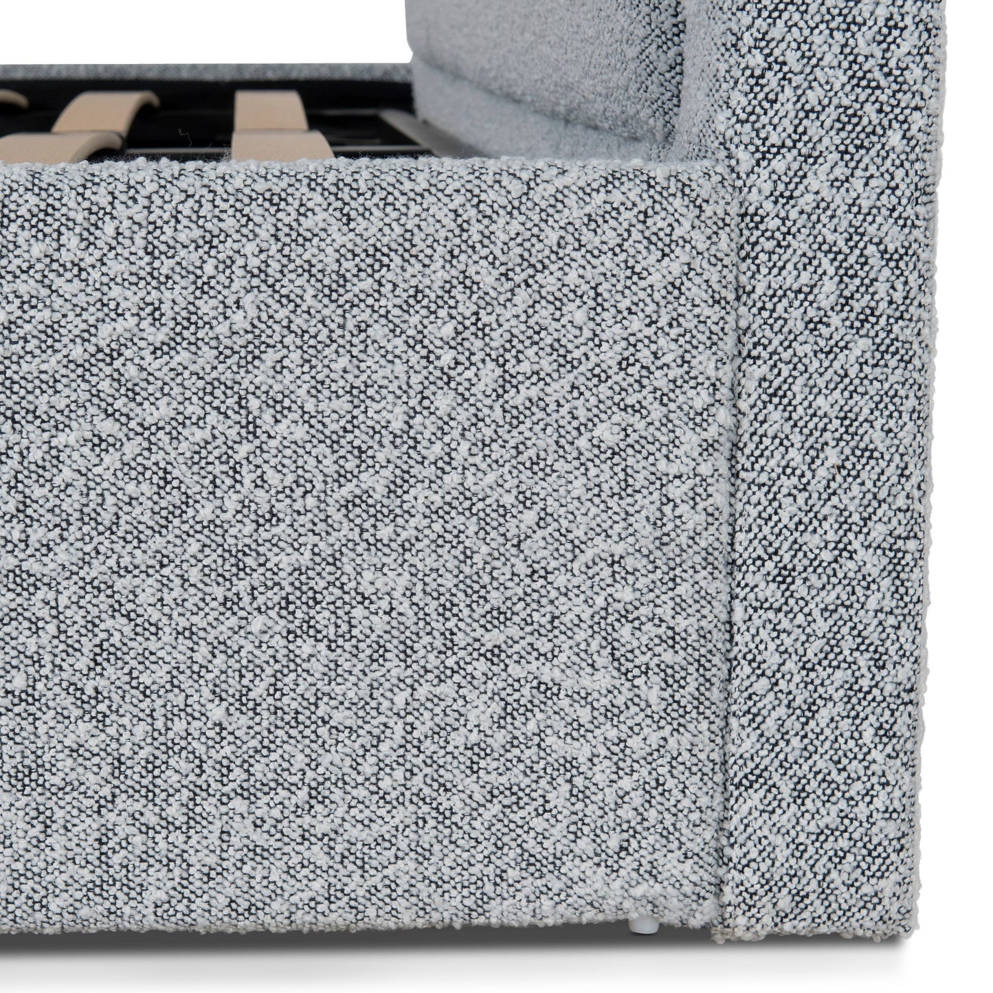 Antoni Queen Bed Frame - Cloudy Pepper Boucle with Storage