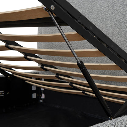 Antoni Queen Bed Frame - Cloudy Pepper Boucle with Storage