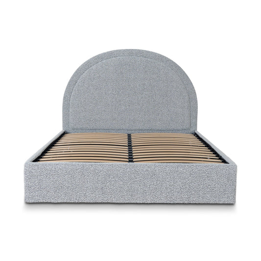 Antoni Queen Bed Frame - Cloudy Pepper Boucle with Storage