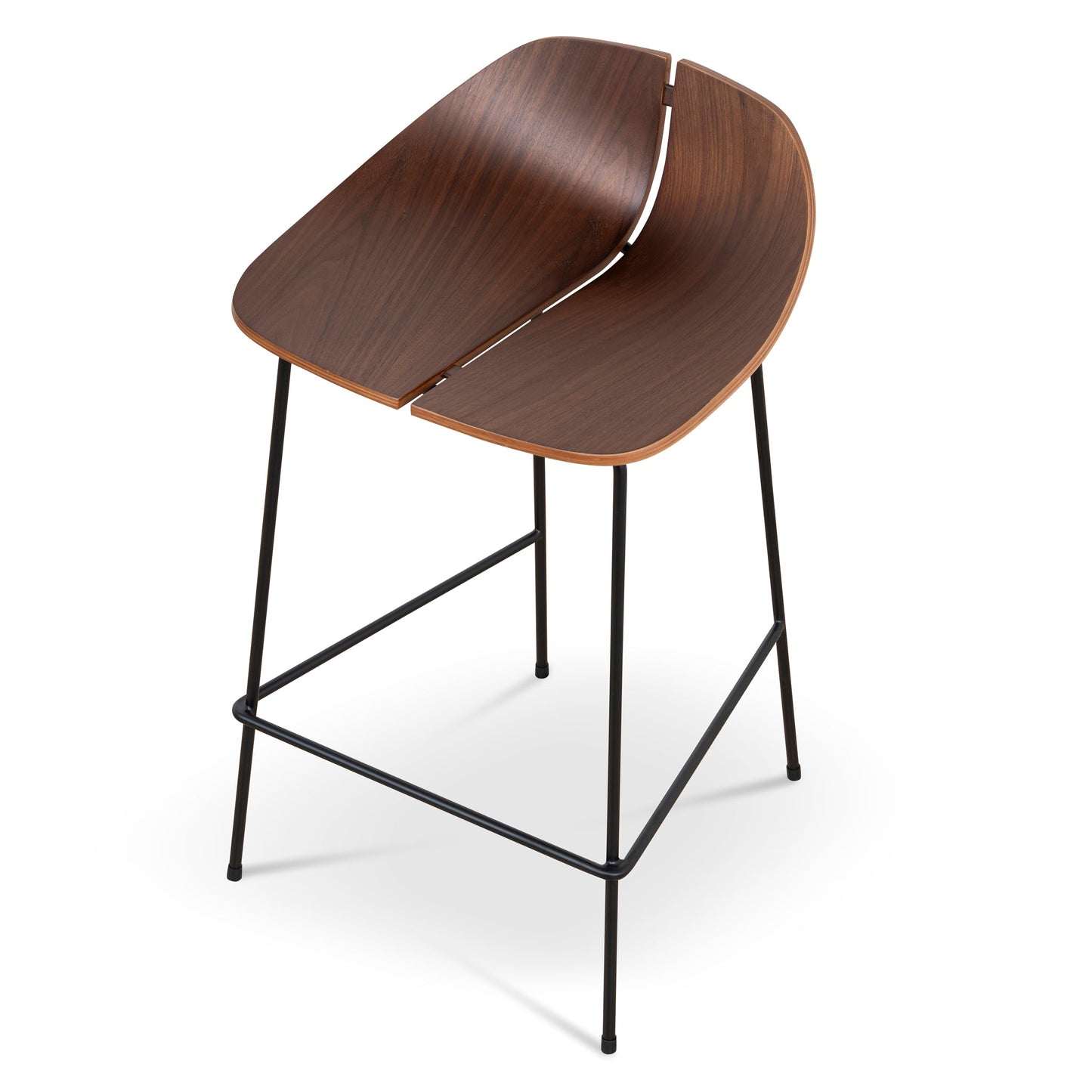 Breeze 65cm Matte Black Bar Stool - Walnut
