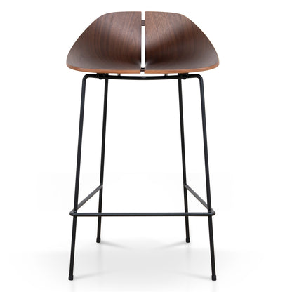 Breeze 65cm Matte Black Bar Stool - Walnut