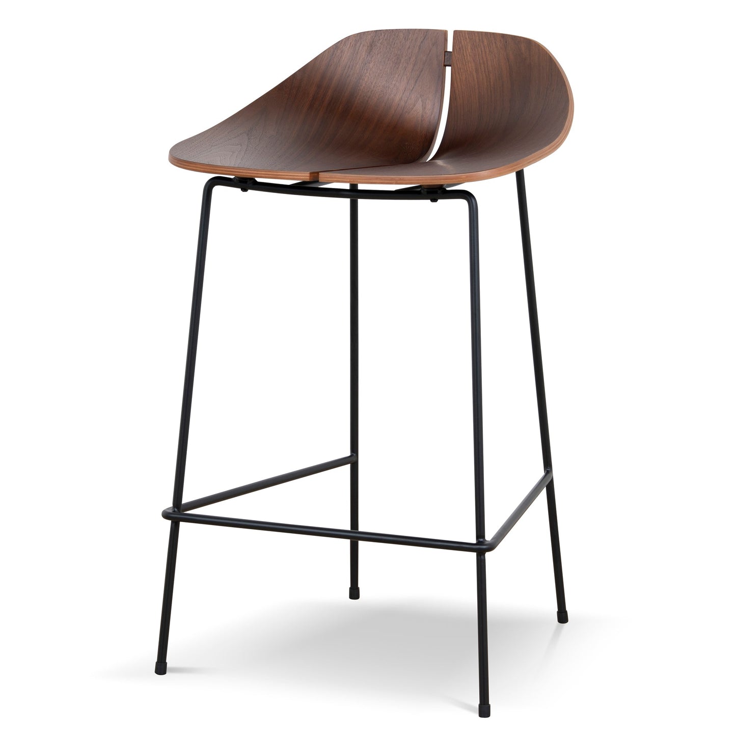 Breeze 65cm Matte Black Bar Stool - Walnut