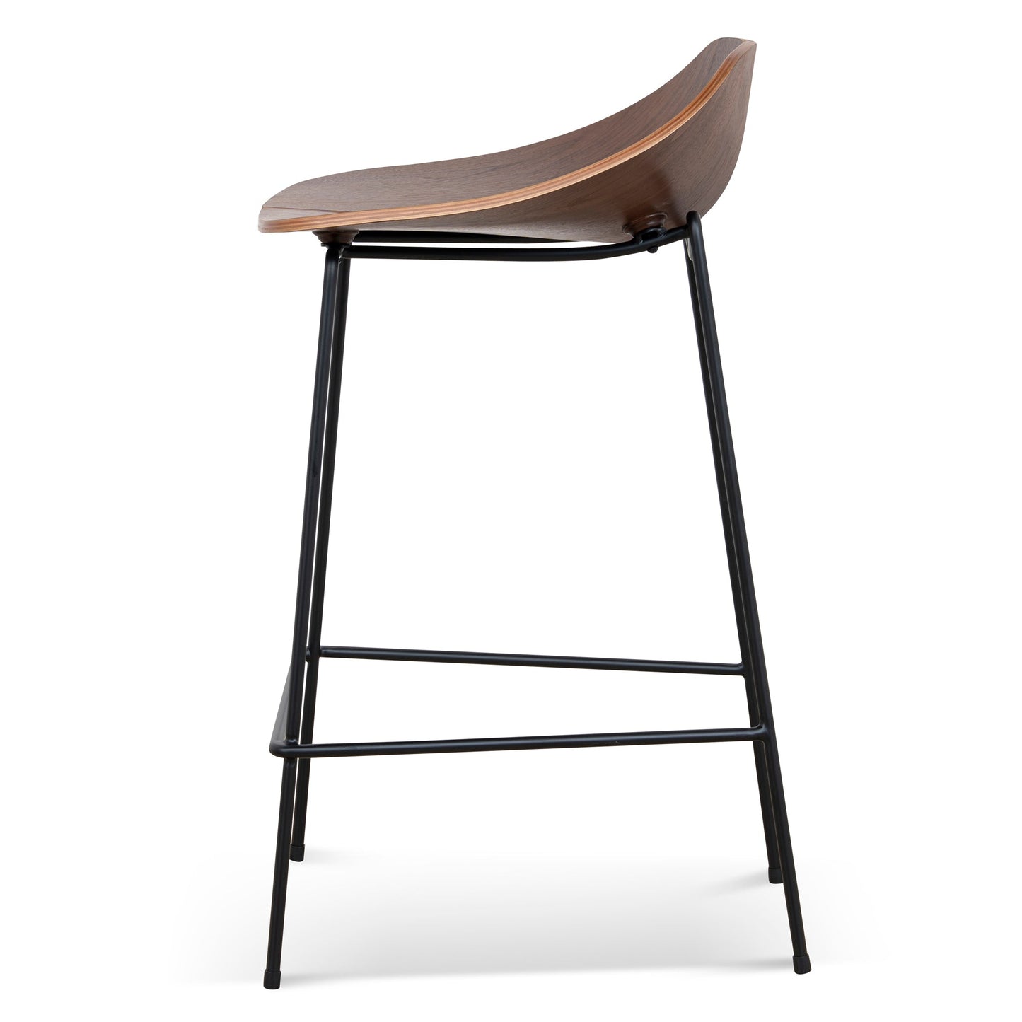 Breeze 65cm Matte Black Bar Stool - Walnut