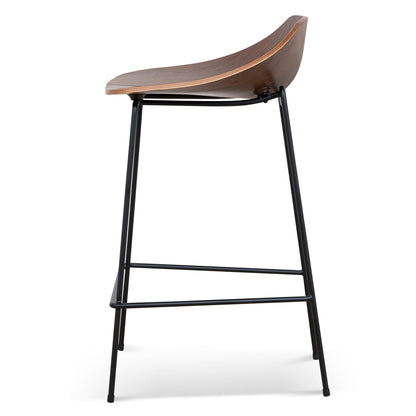 Breeze 65cm Matte Black Bar Stool - Walnut