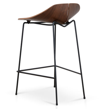 Breeze 65cm Matte Black Bar Stool - Walnut