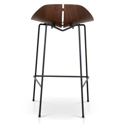 Breeze 65cm Matte Black Bar Stool - Walnut