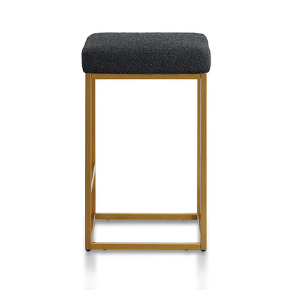 Adela Black Boucle Bar Stool - Brushed Gold Base