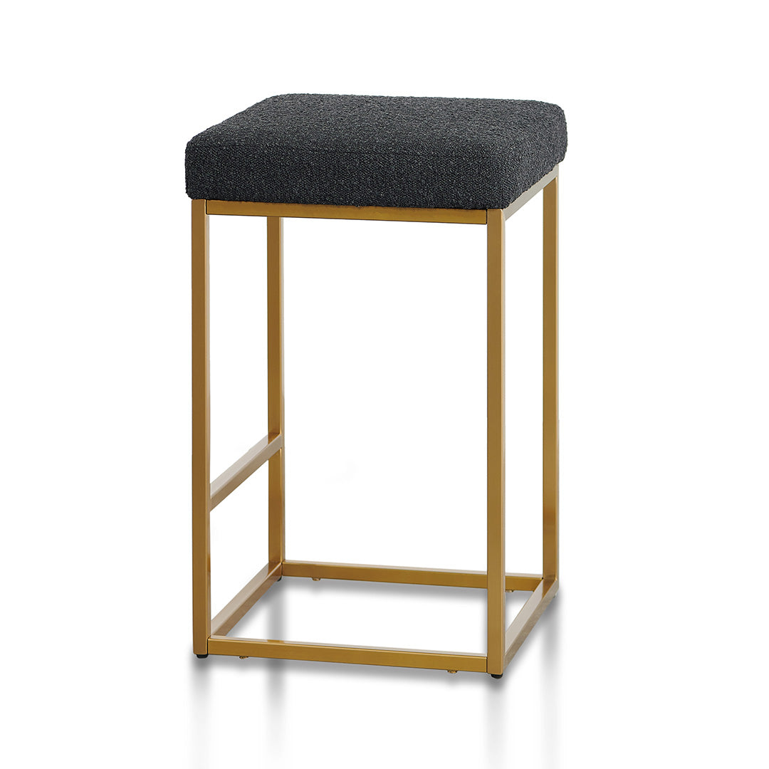 Adela Black Boucle Bar Stool - Brushed Gold Base