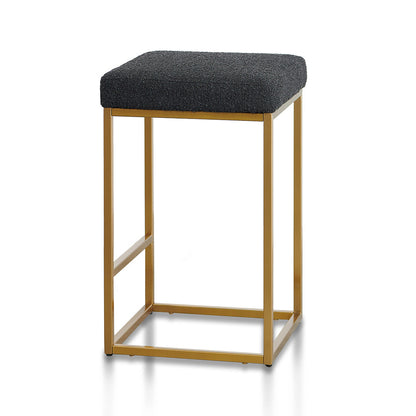 Adela Black Boucle Bar Stool - Brushed Gold Base