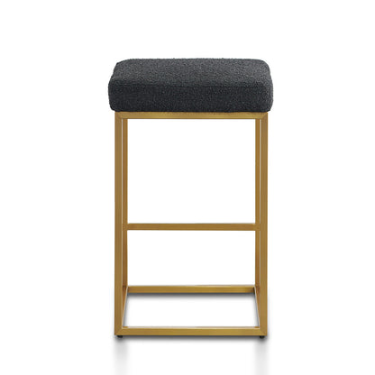 Adela Black Boucle Bar Stool - Brushed Gold Base