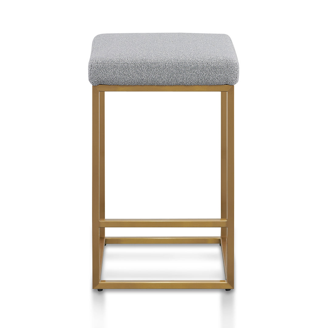 Adela Hail Grey Bar Stool - Brushed Gold Base