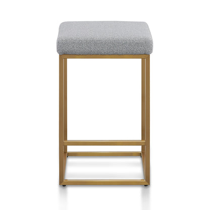 Adela Hail Grey Bar Stool - Brushed Gold Base