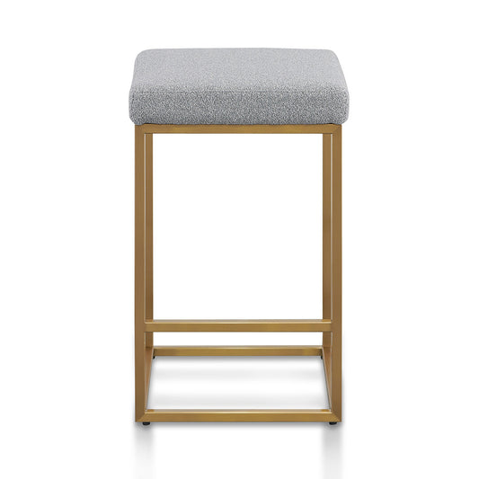 Adela Hail Grey Bar Stool - Brushed Gold Base