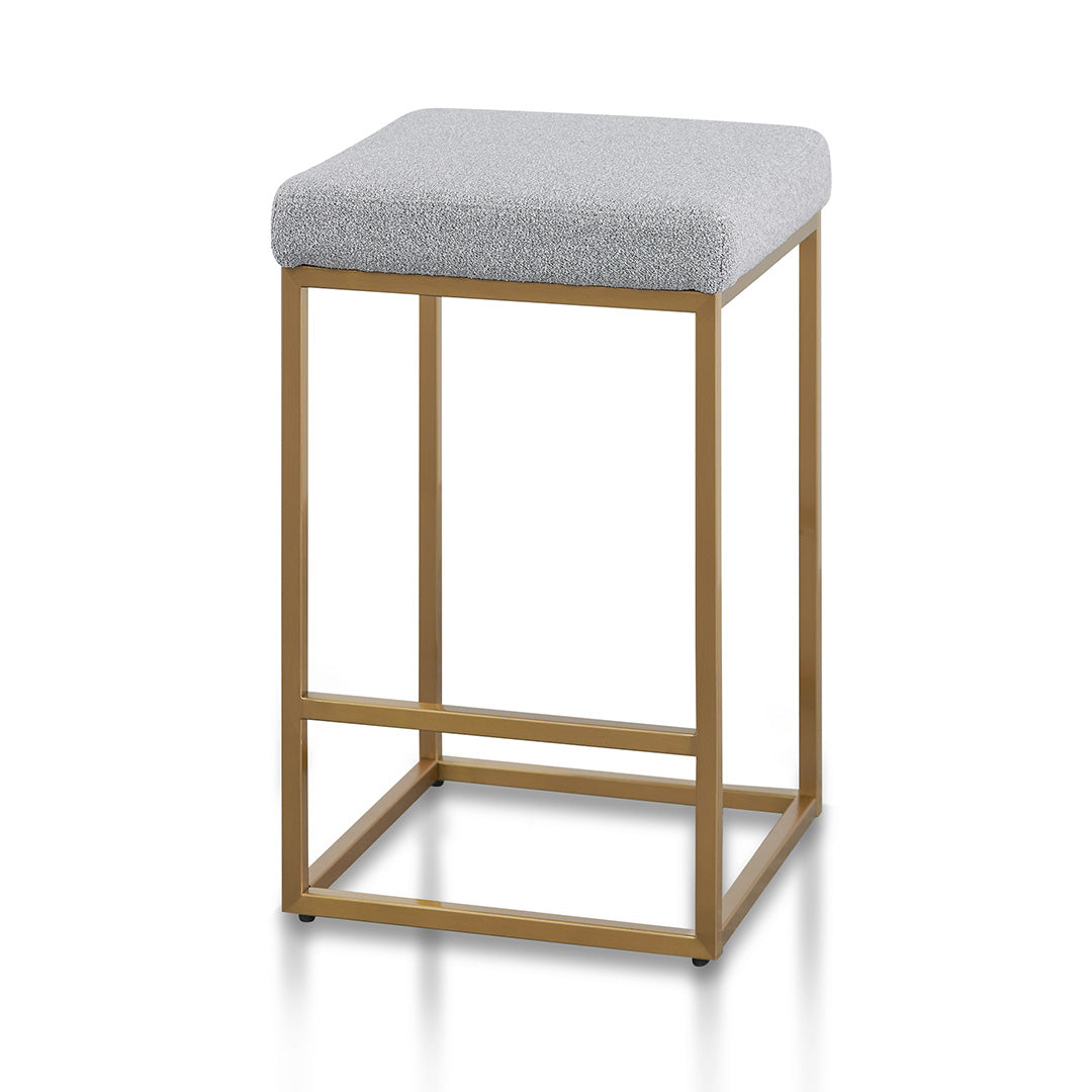 Adela Hail Grey Bar Stool - Brushed Gold Base