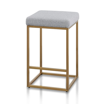 Adela Hail Grey Bar Stool - Brushed Gold Base