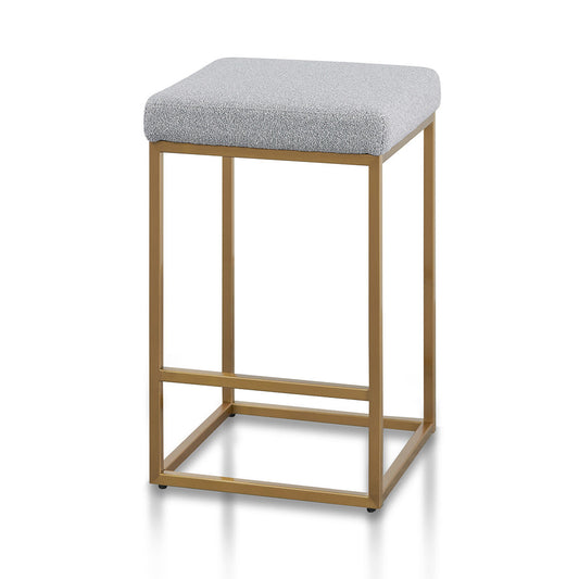Adela Hail Grey Bar Stool - Brushed Gold Base