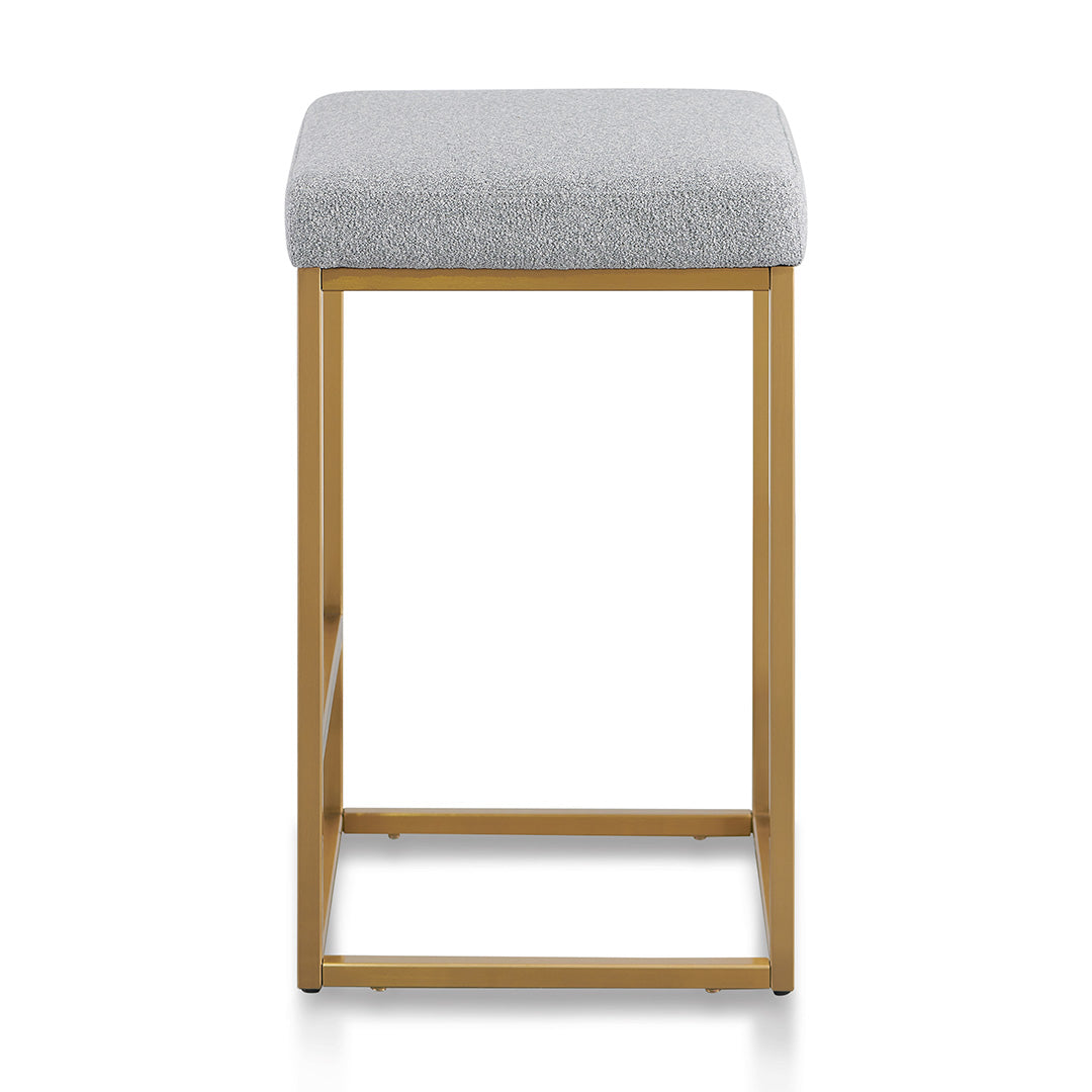 Adela Hail Grey Bar Stool - Brushed Gold Base