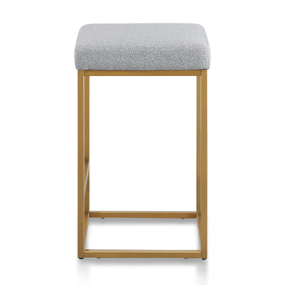 Adela Hail Grey Bar Stool - Brushed Gold Base