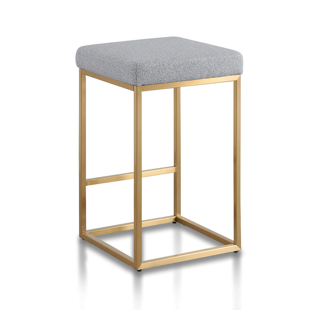 Adela Hail Grey Bar Stool - Brushed Gold Base