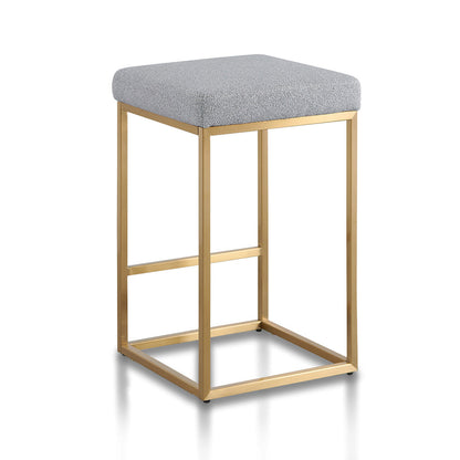 Adela Hail Grey Bar Stool - Brushed Gold Base
