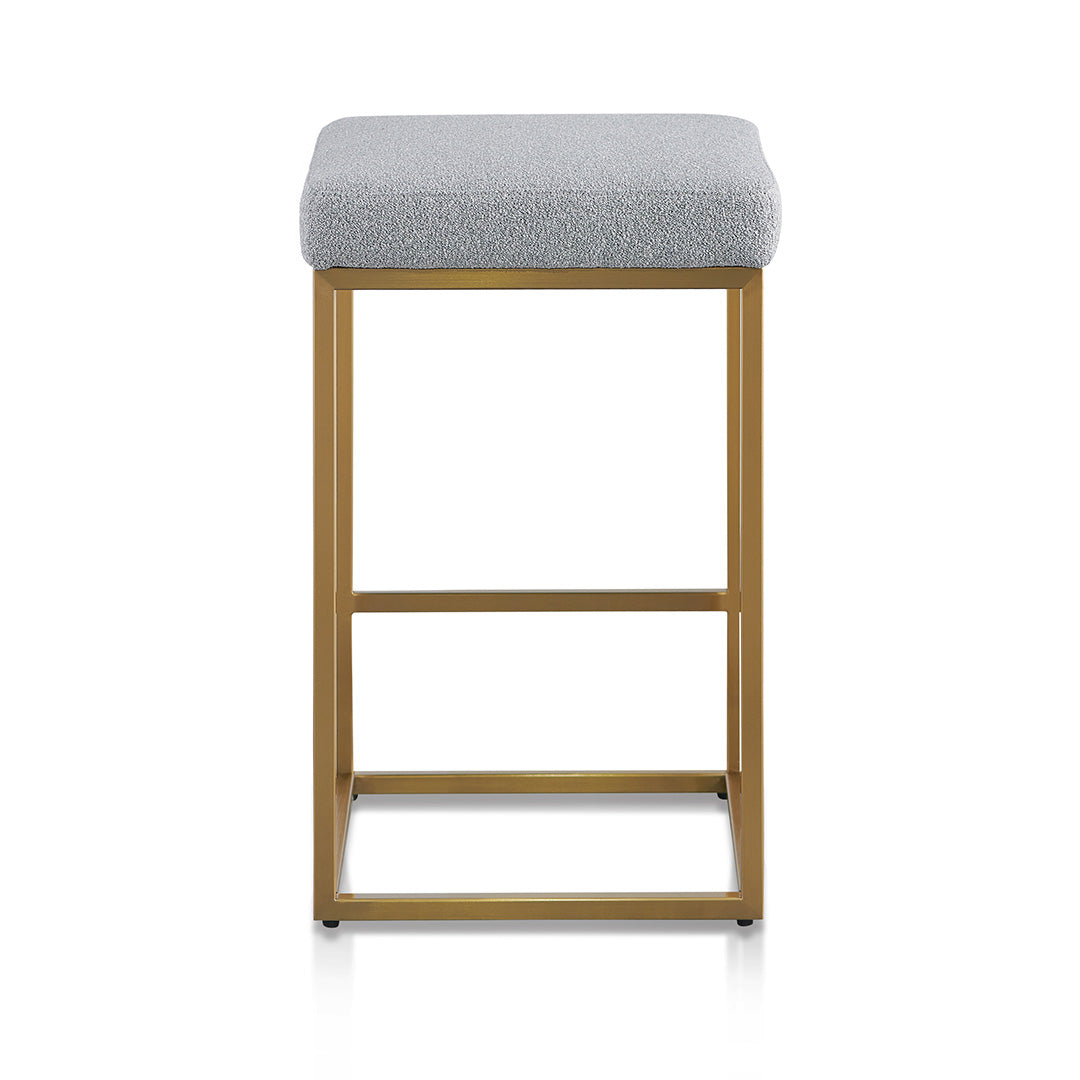 Adela Hail Grey Bar Stool - Brushed Gold Base