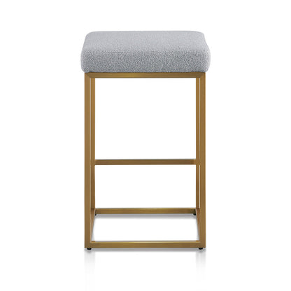 Adela Hail Grey Bar Stool - Brushed Gold Base