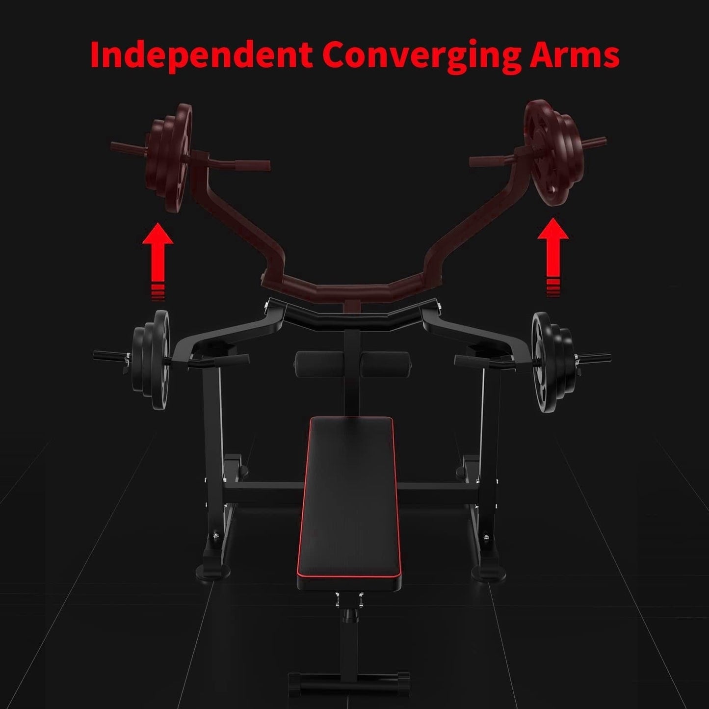 Zenova Bench Press Set Chest Press Machine with Independent Converging Arms and Dumbbell Rack